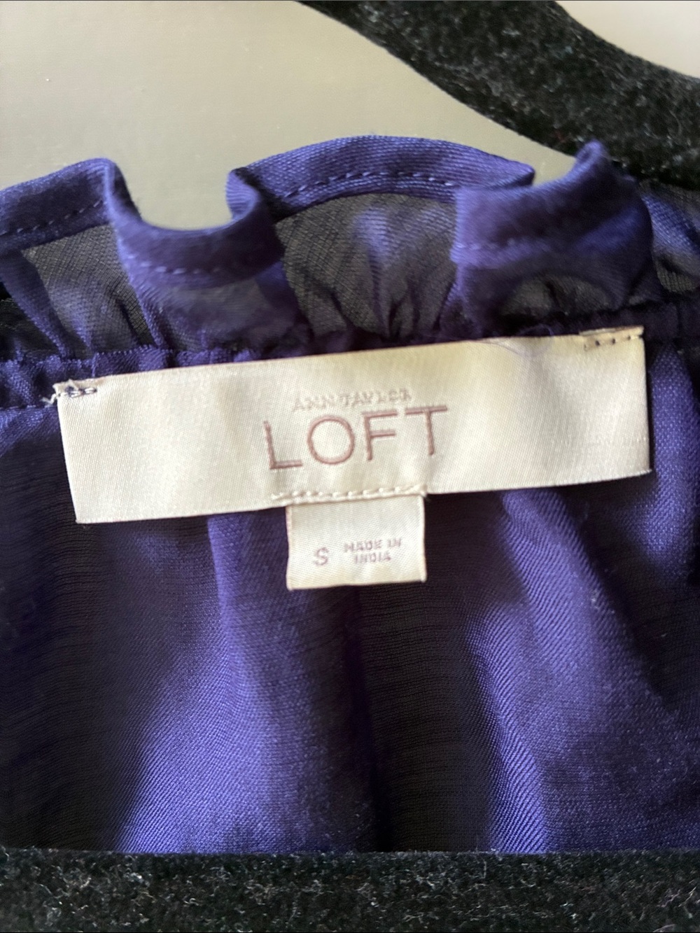 LOFT Deep Purple Ruffle-Neck Blouse - Picture 3 of 4